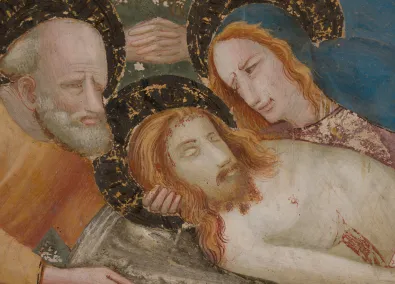 Mural que mostra la Pietà: la Mare de Déu sostenint el cos de Jesucrist mort després de la crucifixió